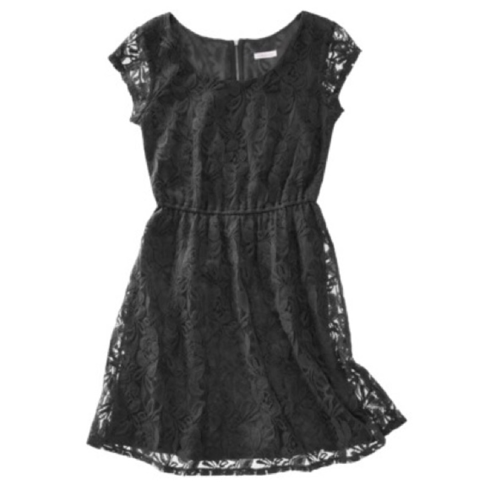 Black Lace Short Sleeve Dress